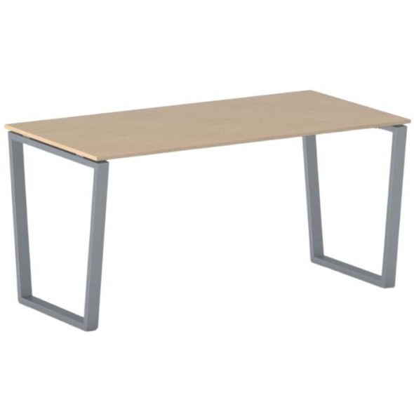 Kancelářský stůl PRIMO IMPRESS, šedostříbrná podnož, 1600 x 800 mm, buk