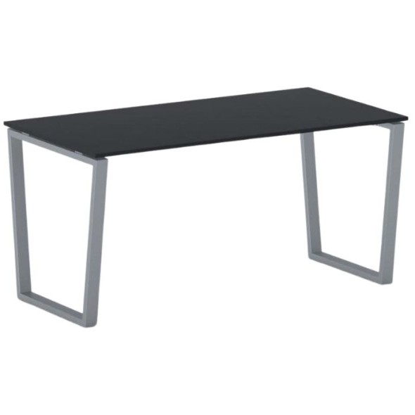 Kancelářský stůl PRIMO IMPRESS, šedostříbrná podnož, 1600 x 800 mm, grafitová