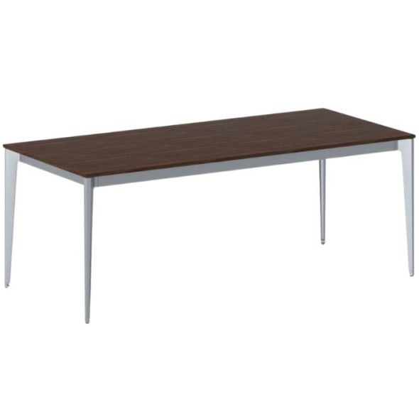 Kancelářský stůl PRIMO ACTION, šedostříbrná podnož, 2000 x 900 mm, ořech