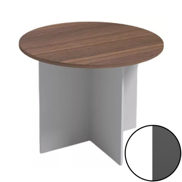 Jednací stůl s kulatou deskou PRIMO, průměr 1000 mm, bílá / grafitová