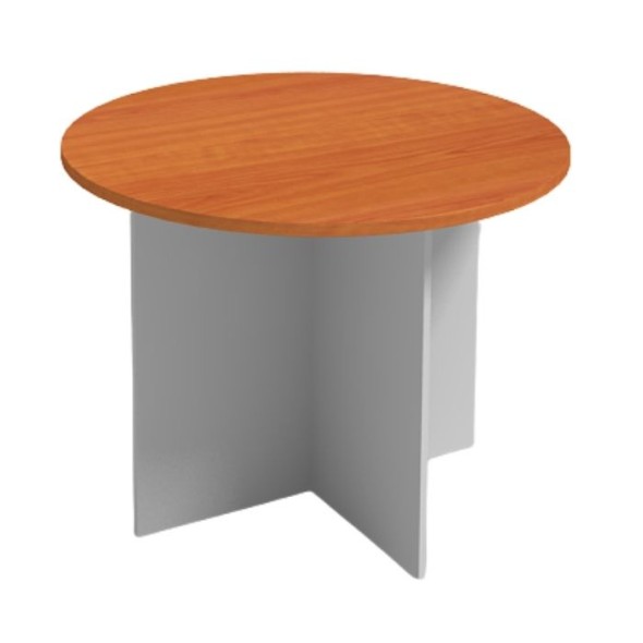 Jednací stůl s kulatou deskou PRIMO, průměr 1000 mm, šedá / třešeň