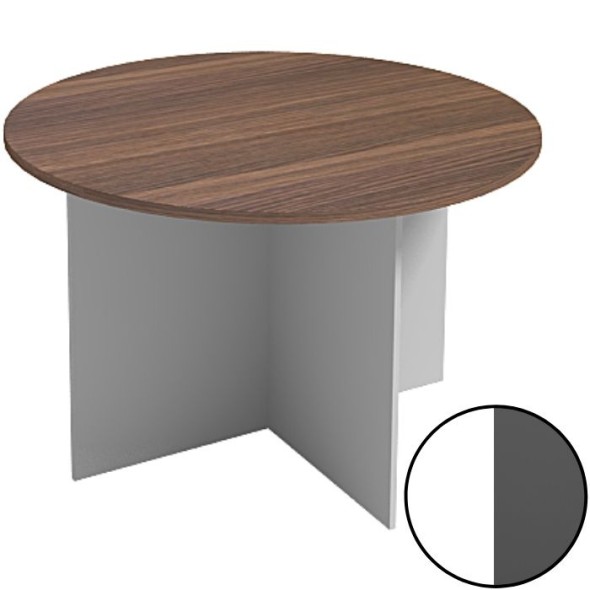 Jednací stůl s kulatou deskou PRIMO, průměr 1200 mm, bílá / grafitová