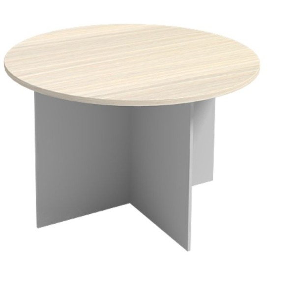 Jednací stůl s kulatou deskou PRIMO, průměr 1200 mm, šedá / bříza