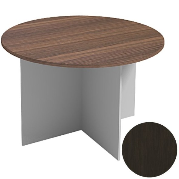 Jednací stůl s kulatou deskou PRIMO, průměr 1200 mm, šedá / wenge