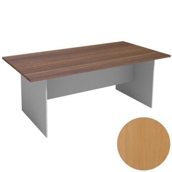 Jednací stůl PRIMO 2000 x 1000 mm, hranatý, šedá / buk