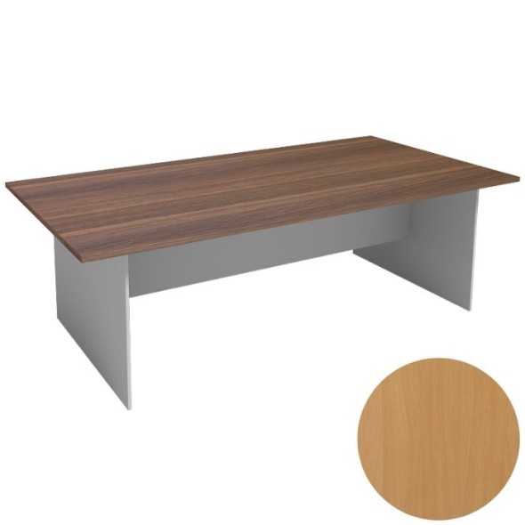 Jednací stůl PRIMO 2400 x 1200 mm, hranatý, šedá / buk