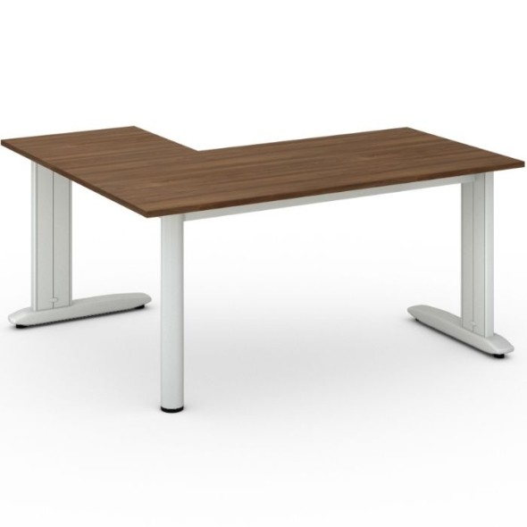 Rohový kancelářský psací stůl PRIMO FLEXIBLE L 1600 x 1400 mm, ořech