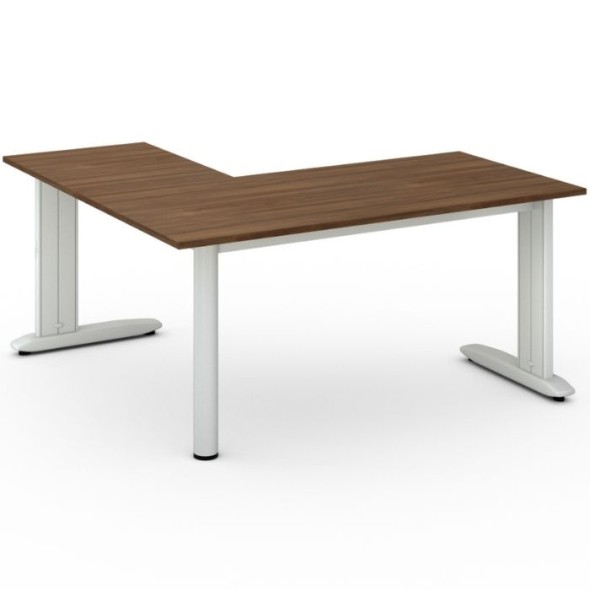 Rohový kancelářský psací stůl PRIMO FLEXIBLE L 1600 x 1600 mm, ořech