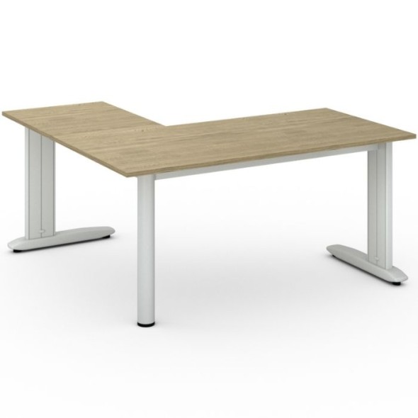 Rohový kancelářský psací stůl PRIMO FLEXIBLE L, 1600 x 1600 mm, dub přírodní