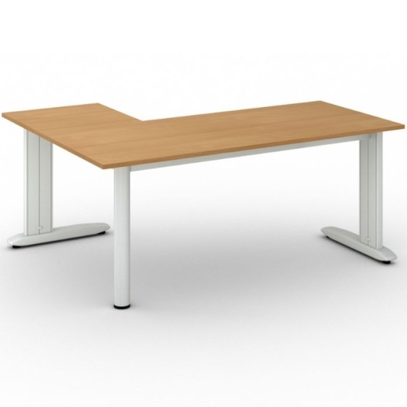 Rohový kancelářský psací stůl PRIMO FLEXIBLE L 1800 x 1400 mm, buk
