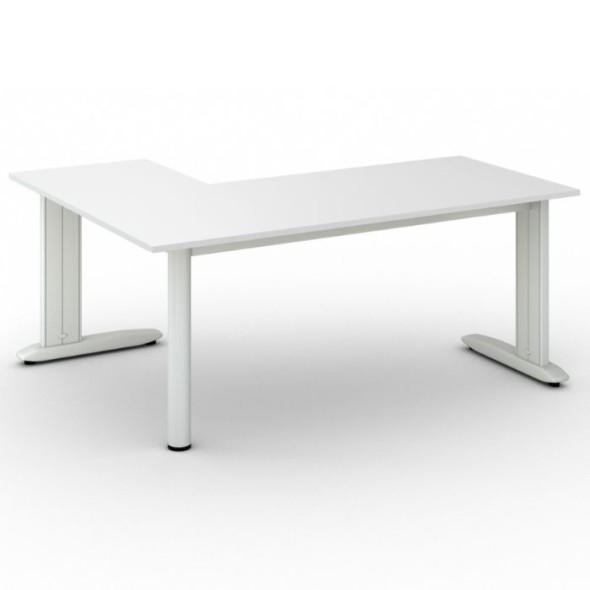 Rohový kancelářský psací stůl PRIMO FLEXIBLE L, 1800 x 1400 mm, bílá