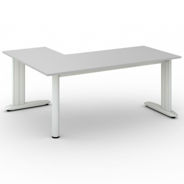 Rohový kancelářský psací stůl PRIMO FLEXIBLE L, 1800 x 1400 mm, šedá