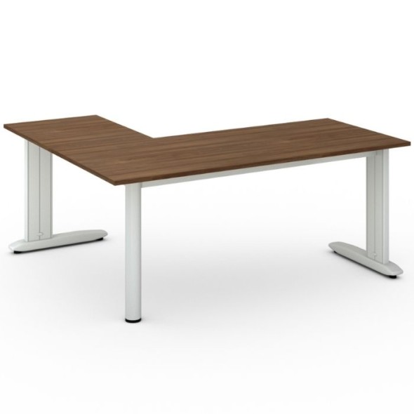 Rohový kancelářský psací stůl PRIMO FLEXIBLE L 1800 x 1600 mm, ořech