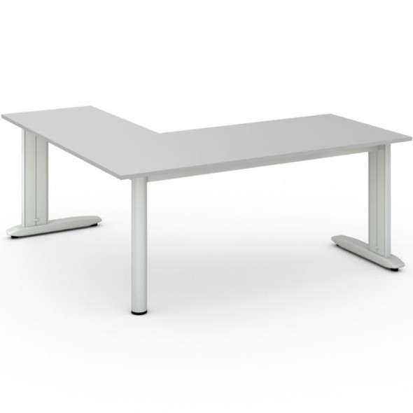Rohový kancelářský psací stůl PRIMO FLEXIBLE L, 1800 x 1800 mm, šedá