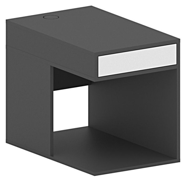 Kancelářský kontejner na PC pro stoly FUTURE s paravanem, 1 zásuvka, bílá/grafitová
