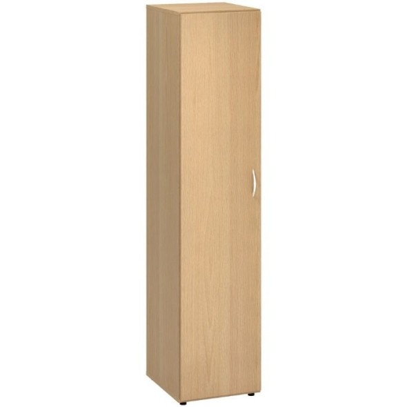 Úzká kancelářská skříň CLASSIC - dveře levé, 400 x 470 x 1780 mm, buk