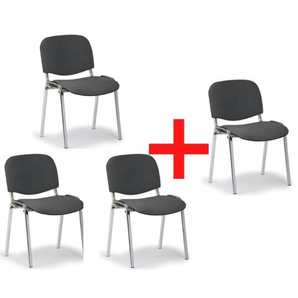 Konferenční židle VIVA chrom 3+1 ZDARMA, šedá