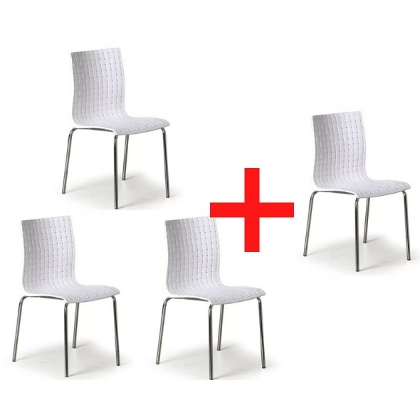 Plastová židle na kovových nohách MEZZO, Akce 3+1 ZDARMA, bílá