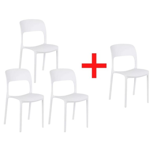 Jídelní židle REFRESCO, bílá, 3+1 ZDARMA