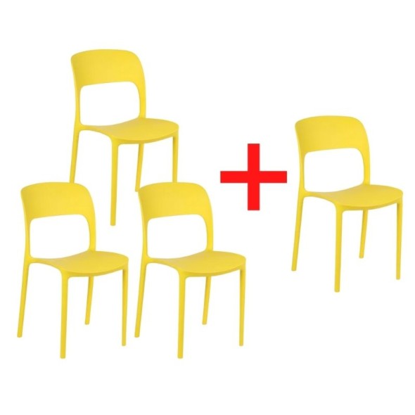 Jídelní židle, žlutá, 3+1 ZDARMA