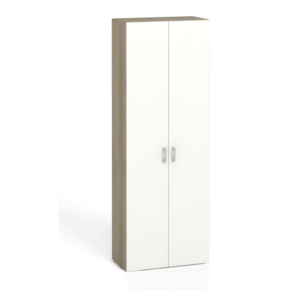 Kancelářská skříň s dveřmi KOMBI, 5 polic, 2233 x 800 x 400 mm, dub přírodní / bílá