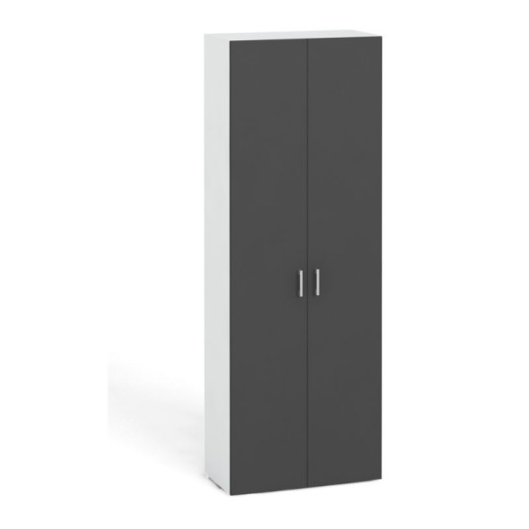 Kancelářská skříň s dveřmi KOMBI, 5 polic, 2233 x 800 x 400 mm, bílá / grafitová
