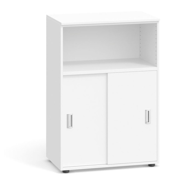 Kombinovaná kancelářská skříň se zasouvacími dveřmi PRIMO, 1087 x 800 x 420 mm, bílá