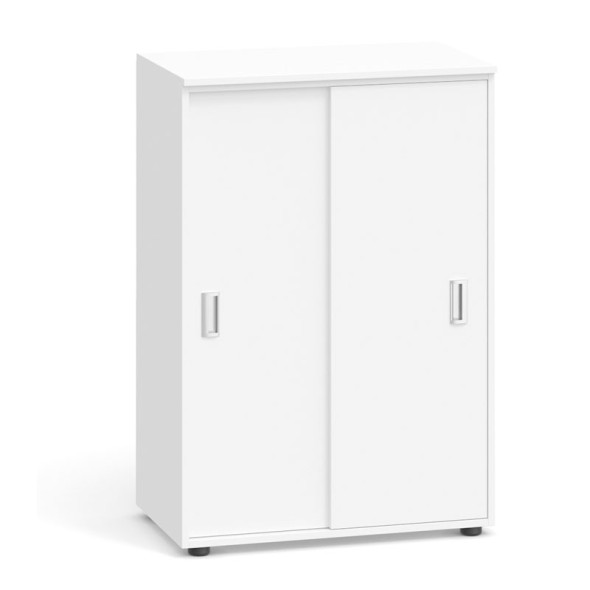 Kancelářská skříň se zasouvacími dveřmi PRIMO, 1087 x 800 x 420 mm, bílá