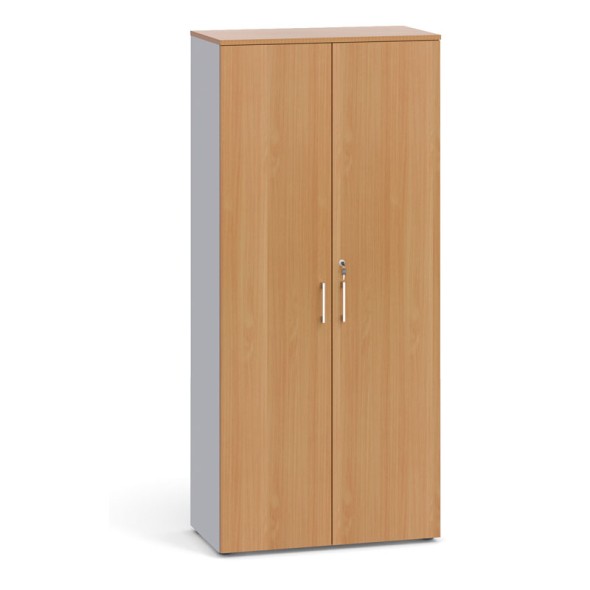 Kancelářská skříň s dveřmi, 1781x800x420 mm, šedá / buk