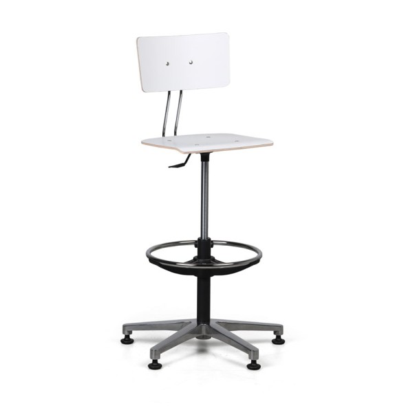 Pracovní židle SALLY, vysoká, kluzáky, bílá