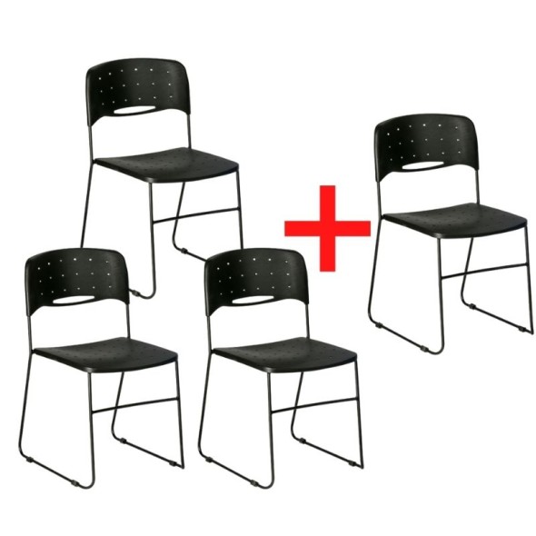 Plastová židle SQUARE, černá, 3+1 ZDARMA
