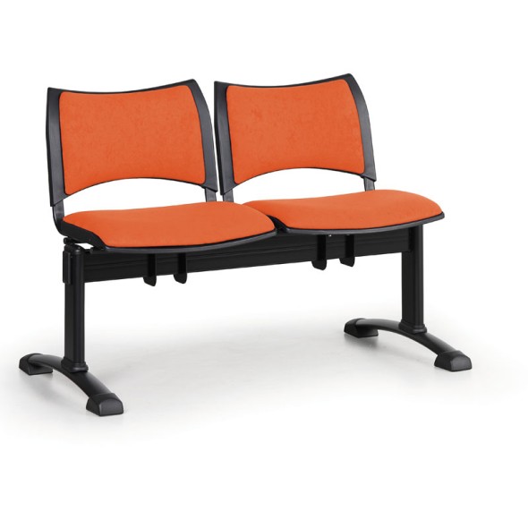 Čalouněné lavice do čekáren SMART, 2-sedák, oranžová, černé nohy