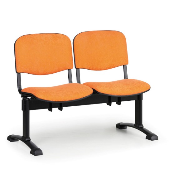Čalouněná lavice do čekáren VIVA, 2-sedák, oranžová, černé nohy