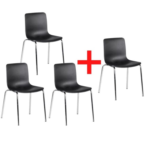 Konferenční židle DAVE, 3 + 1 ZDARMA, černá