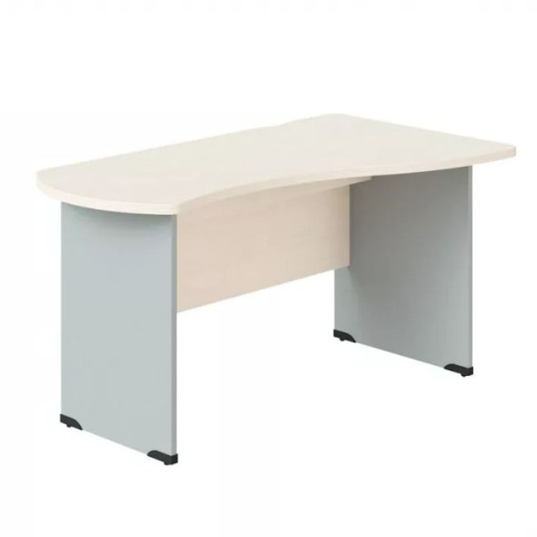 Rohový kancelářský stůl BERN, dřevěná podnož, pravý, bříza, délka 1600 mm