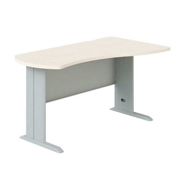 Rohový kancelářský stůl BERN, kovová podnož, pravý, bříza, délka 1600 mm