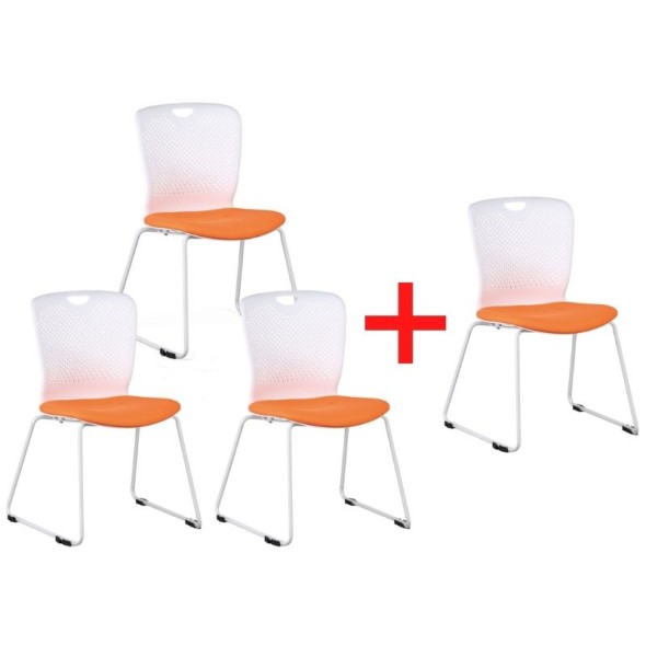 Plastová židle DOT, oranžová, 3+1 Zdarma