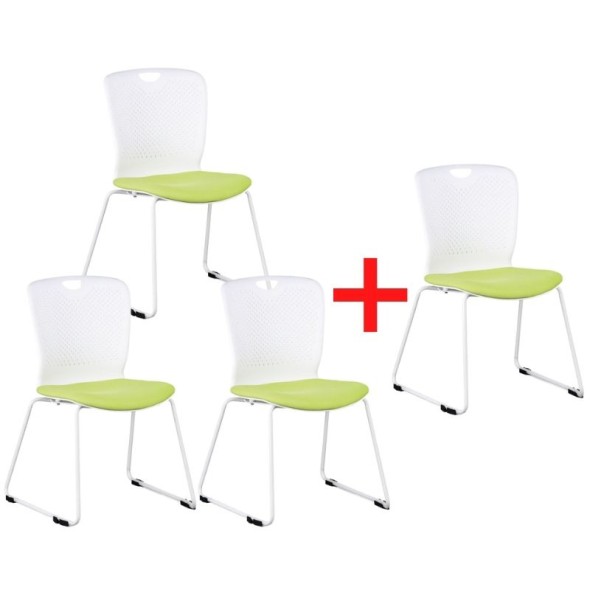 Plastová židle DOT, zelená, 3+1 Zdarma