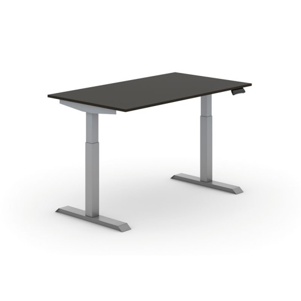 Výškově nastavitelný stůl PRIMO ADAPT, elektrický, 1400x800x735-1235 mm, wenge, šedá podnož