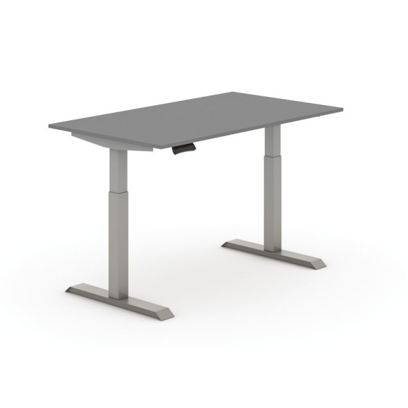 Výškově nastavitelný stůl PRIMO ADAPT, elektrický, 1400x800x735-1235 mm, grafit, šedá podnož