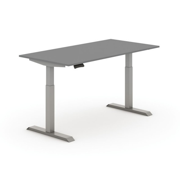 Výškově nastavitelný stůl PRIMO ADAPT, elektrický, 1600x800x735-1235 mm, grafit, šedá podnož