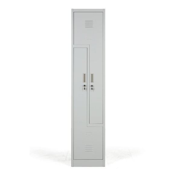 Kovová šatní skříňka Z, cylindrický zámek, šedé dveře