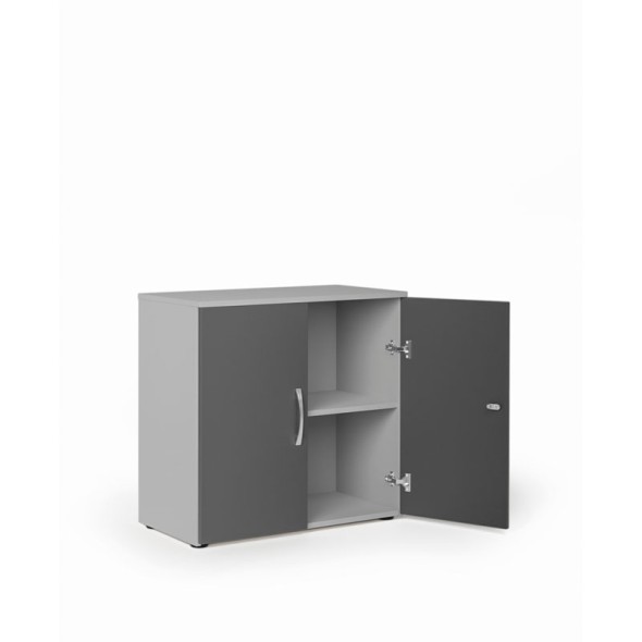 Kancelářská skříň s dveřmi KOMBI, 1 police, 761x800x400 mm, šedá / grafit