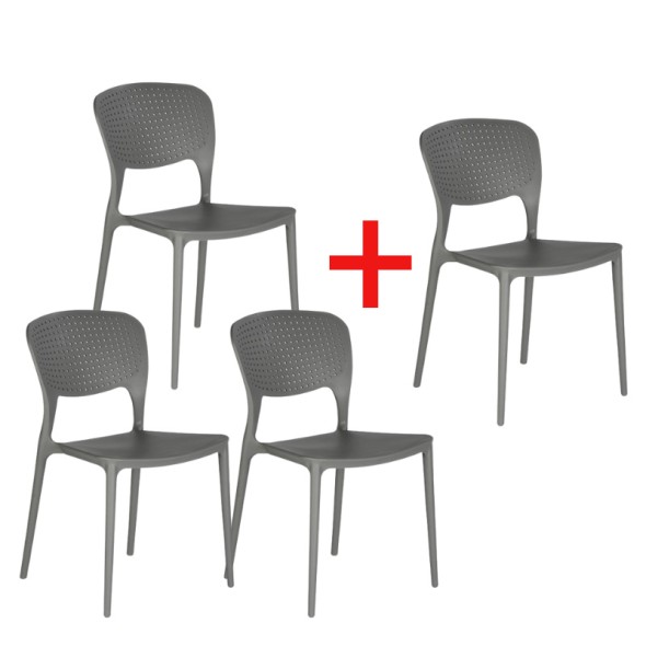 Plastová jídelní židle EASY 3+1 II ZDARMA, šedá