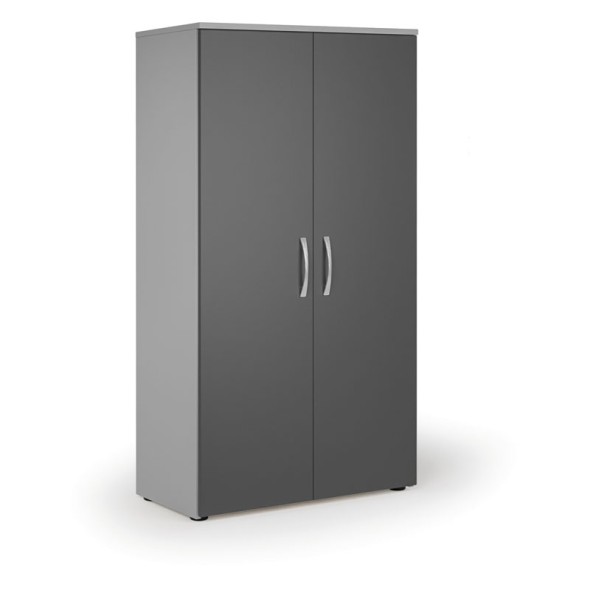 Kancelářská skříň s dveřmi KOMBI, 3 police, 1497x800x400 mm, šedá / grafit