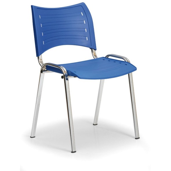 Plastová židle SMART, chromované nohy, modrá