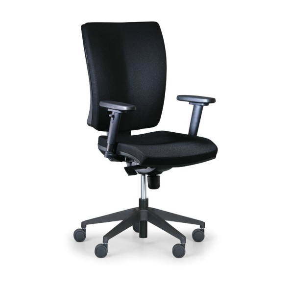 Kancelářská židle LEON PLUS, černá, s područkami