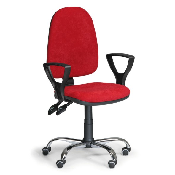 Kancelářská židle TORINO s područkami, asynchronní mechanika, červená