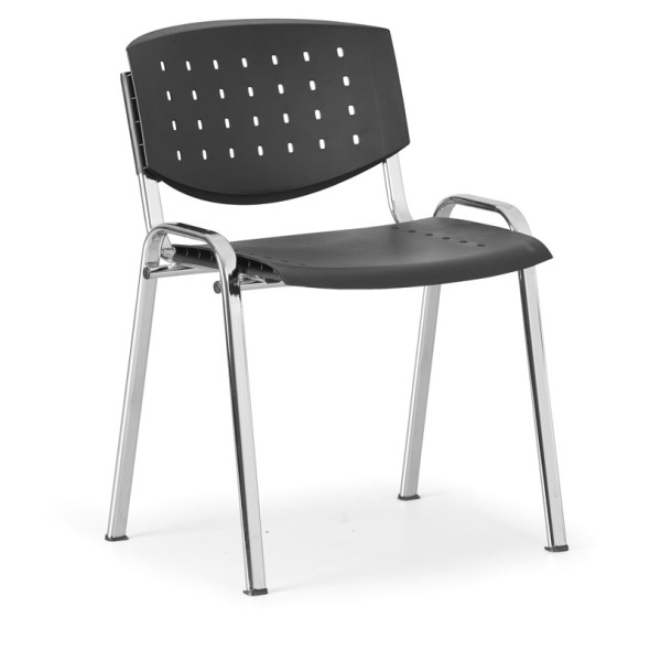 Jednací židle TONY, černá, konstrukce chromovaná