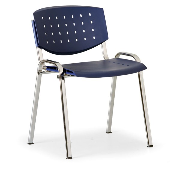 Jednací židle TONY, modrá, konstrukce chromovaná